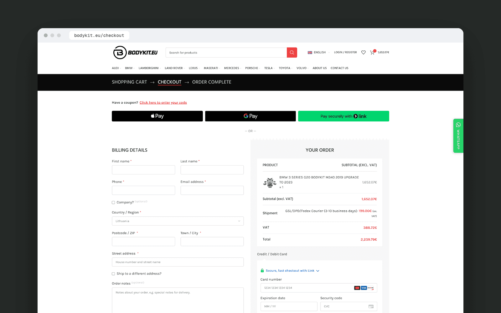 Bodykit.eu – checkout