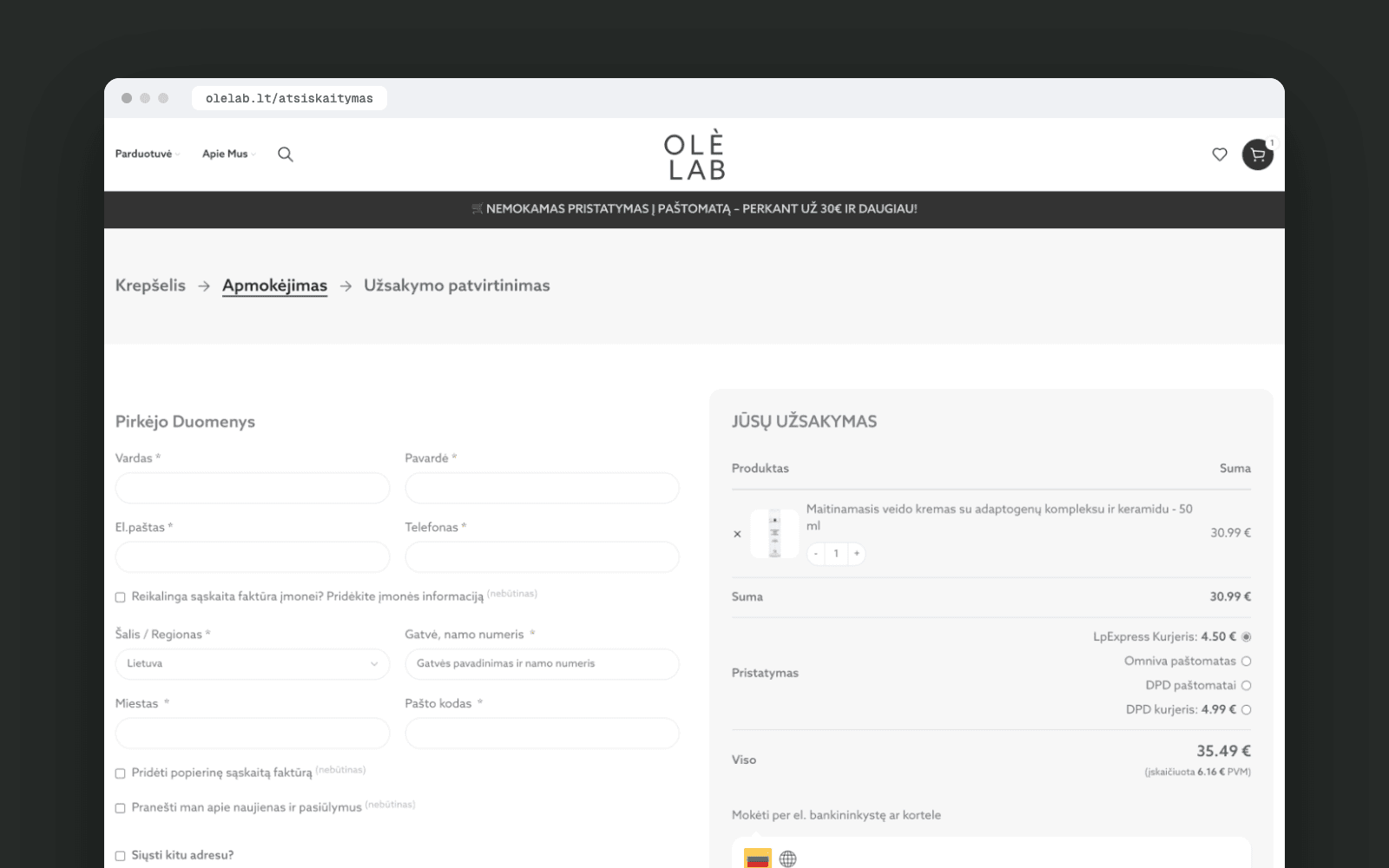 OLÈ LAB – checkout