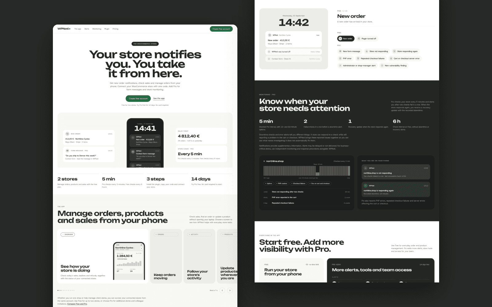 WPNoti – landing page